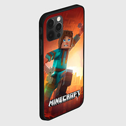 Чехол для iPhone 12 Pro Персонаж Minecraft пробирается сквозь огонь, цвет: 3D-черный — фото 2