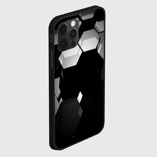 Чехол iPhone 12 Pro Нано соты шестиугольник / 3D-Черный – фото 2