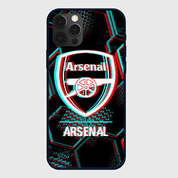 Чехол для iPhone 12 Pro Arsenal FC в стиле glitch на темном фоне, цвет: 3D-черный