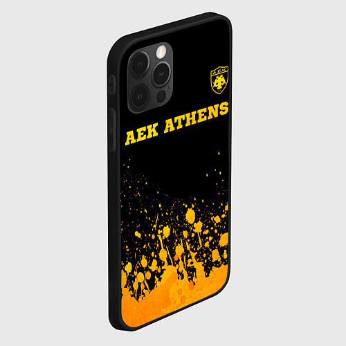 Чехол iPhone 12 Pro AEK Athens - gold gradient посередине / 3D-Черный – фото 2