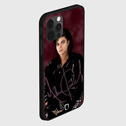 Чехол для iPhone 12 Pro Michael Jackson на бордовом фоне, цвет: 3D-черный — фото 2