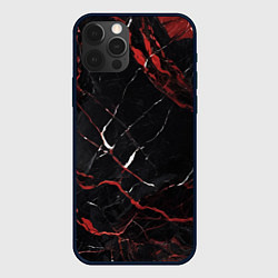 Чехол iPhone 12 Pro Черно-красный мрамор