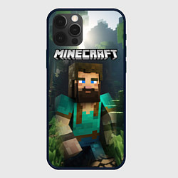 Чехол для iPhone 12 Pro Minecraft персонаж с бородой, цвет: 3D-черный