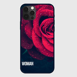 Чехол для iPhone 12 Pro Красная роза на чёрном - woman, цвет: 3D-черный
