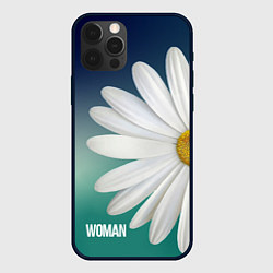 Чехол для iPhone 12 Pro Маргаритка на голубом - WOMAN, цвет: 3D-черный