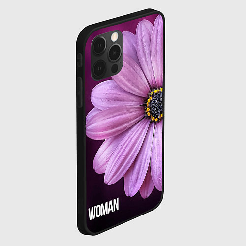 Чехол iPhone 12 Pro Фиолетовый цветок - WOMAN / 3D-Черный – фото 2