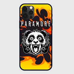Чехол для iPhone 12 Pro Paramore рок панда и огонь, цвет: 3D-черный
