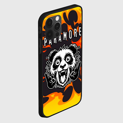 Чехол iPhone 12 Pro Paramore рок панда и огонь / 3D-Черный – фото 2
