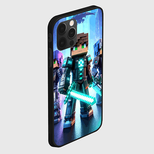 Чехол iPhone 12 Pro Minecraft - characters ai art / 3D-Черный – фото 2