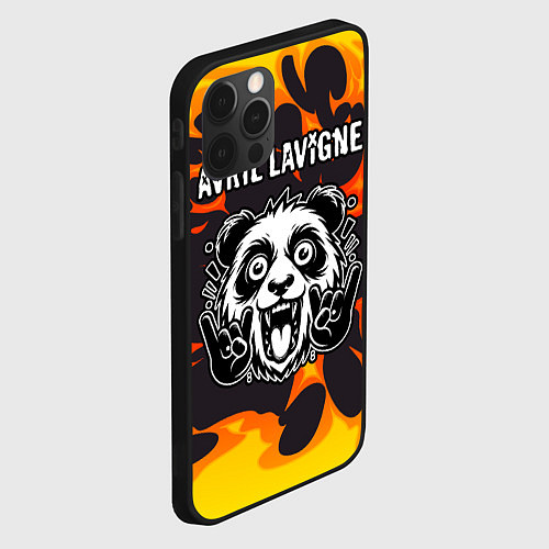 Чехол iPhone 12 Pro Avril Lavigne рок панда и огонь / 3D-Черный – фото 2