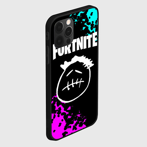 Чехол iPhone 12 Pro Фортнайт neon / 3D-Черный – фото 2