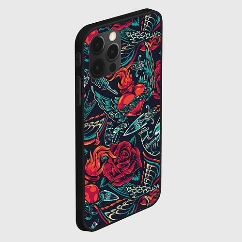 Чехол iPhone 12 Pro Тату машинка / 3D-Черный – фото 2