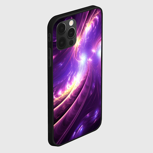 Чехол iPhone 12 Pro Фиолетовый фрактал / 3D-Черный – фото 2