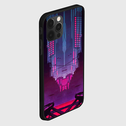 Чехол iPhone 12 Pro Кибер город / 3D-Черный – фото 2