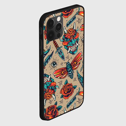 Чехол iPhone 12 Pro Tattoo art / 3D-Черный – фото 2