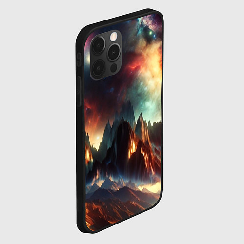 Чехол iPhone 12 Pro Space landscape with mountains / 3D-Черный – фото 2