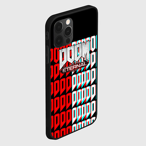 Чехол iPhone 12 Pro Doom eternal glitch / 3D-Черный – фото 2