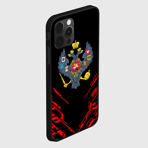 Чехол iPhone 12 Pro Герб России спортивный стиль / 3D-Черный – фото 2