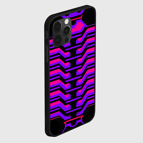 Чехол iPhone 12 Pro Киберпанк броня фиолетовая v1 / 3D-Черный – фото 2