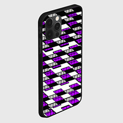 Чехол для iPhone 12 Pro Фиолетовые треугольники и квадраты на белом фоне, цвет: 3D-черный — фото 2