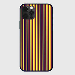 Чехол для iPhone 12 Pro Жёлто-бордовый вертикальные полосы, цвет: 3D-черный