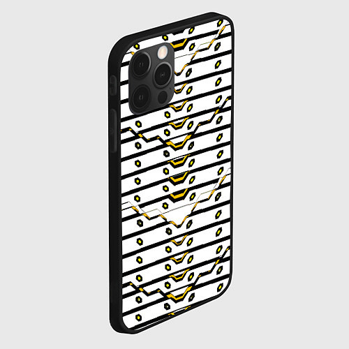 Чехол iPhone 12 Pro Жёлто-белая техно броня / 3D-Черный – фото 2