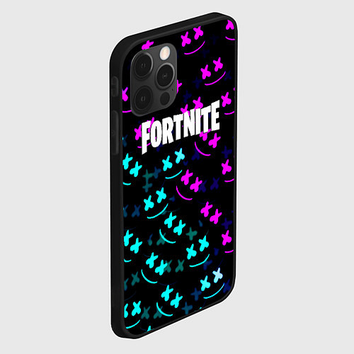 Чехол iPhone 12 Pro Marshmello neon fortnite / 3D-Черный – фото 2