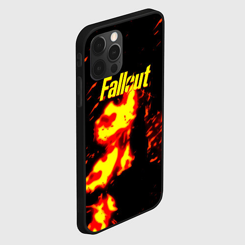 Чехол iPhone 12 Pro Fallout огнненое лого / 3D-Черный – фото 2