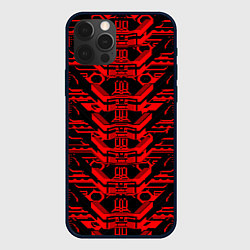 Чехол для iPhone 12 Pro Красная техно-броня на чёрном фоне, цвет: 3D-черный