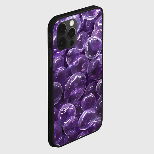 Чехол iPhone 12 Pro Фиолетовые пузыри / 3D-Черный – фото 2