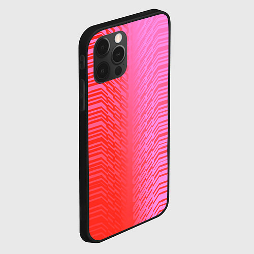 Чехол iPhone 12 Pro Красные градиентные линии / 3D-Черный – фото 2