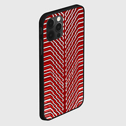 Чехол для iPhone 12 Pro Белые линии на красном фоне, цвет: 3D-черный — фото 2