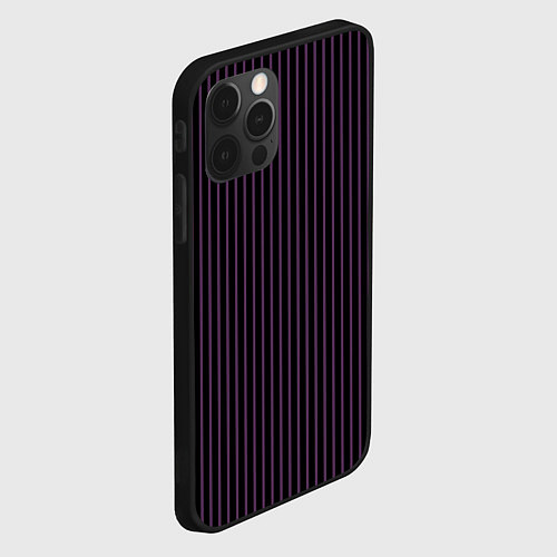Чехол iPhone 12 Pro Тёмный фиолетовый в полоску / 3D-Черный – фото 2