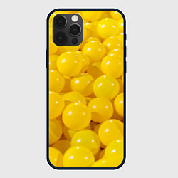 Чехол для iPhone 12 Pro Желтые шарики, цвет: 3D-черный
