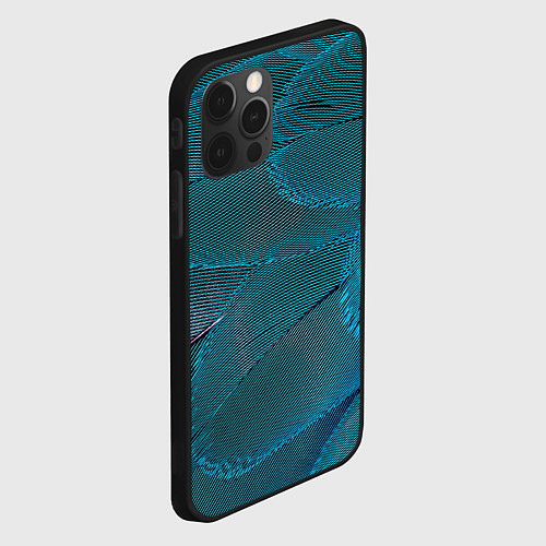 Чехол iPhone 12 Pro Зеленые перья птицы / 3D-Черный – фото 2