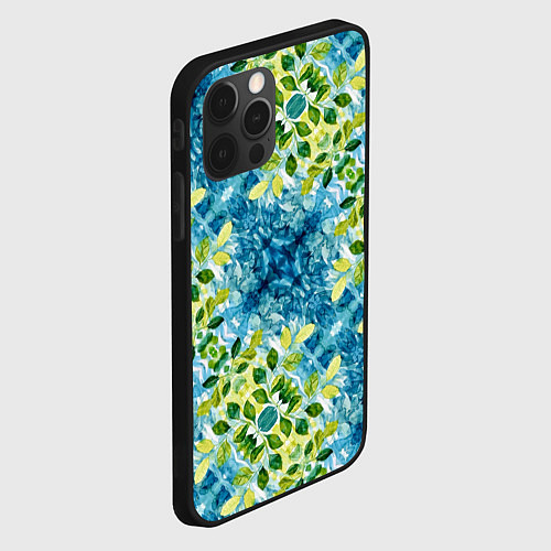 Чехол iPhone 12 Pro Сине-зеленое акварельное настроение / 3D-Черный – фото 2