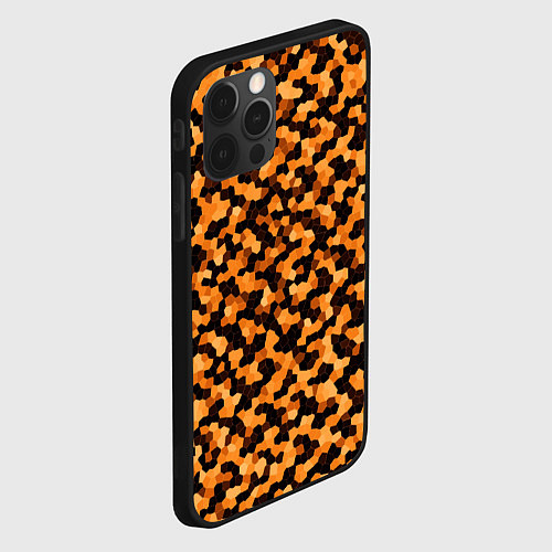 Чехол iPhone 12 Pro Золотистый коричневый паттерн мозаика / 3D-Черный – фото 2