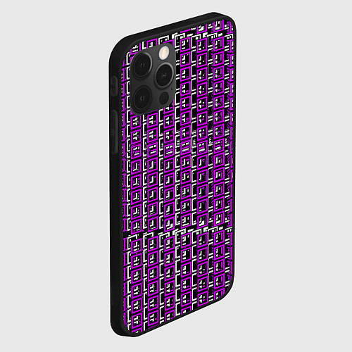 Чехол iPhone 12 Pro Белые и розовые квадраты / 3D-Черный – фото 2