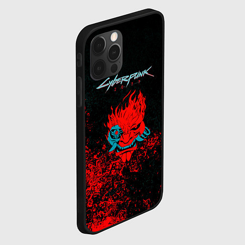 Чехол iPhone 12 Pro Cyberpunk 2077 брызги красок / 3D-Черный – фото 2