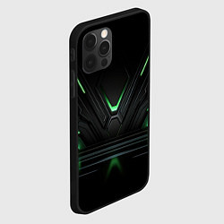 Чехол для iPhone 12 Pro Футуристическая абстракция с зеленым неоновым свет, цвет: 3D-черный — фото 2
