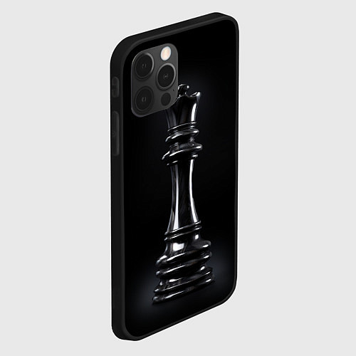 Чехол iPhone 12 Pro Черный ферзь - шахматы / 3D-Черный – фото 2
