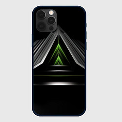 Чехол iPhone 12 Pro Black green abstract nvidia style