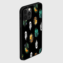 Чехол для iPhone 12 Pro Перья на черном фоне, цвет: 3D-черный — фото 2