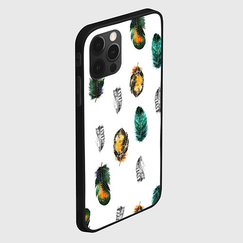 Чехол iPhone 12 Pro Перья на белом фоне / 3D-Черный – фото 2