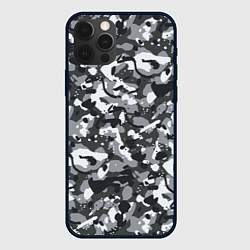 Чехол для iPhone 12 Pro Серый пиксельный камуфляж, цвет: 3D-черный