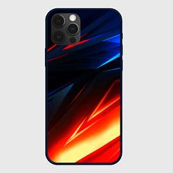 Чехол для iPhone 12 Pro Geometry stripes neon steel, цвет: 3D-черный