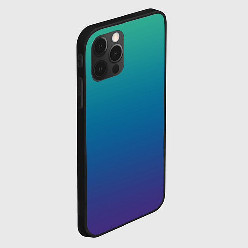 Чехол iPhone 12 Pro Градиент зелёно-фиолетовый / 3D-Черный – фото 2