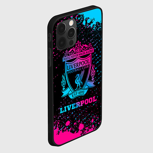 Чехол iPhone 12 Pro Liverpool - neon gradient / 3D-Черный – фото 2