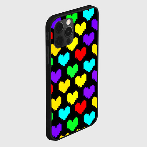 Чехол iPhone 12 Pro Undertale heart pattern / 3D-Черный – фото 2