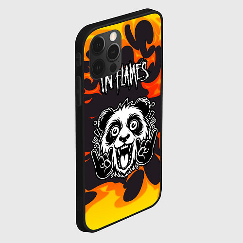 Чехол iPhone 12 Pro In Flames рок панда и огонь / 3D-Черный – фото 2